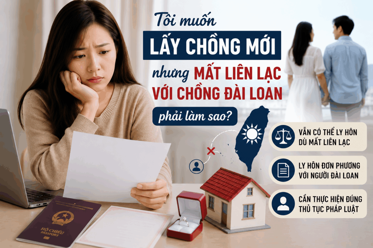 Tôi muốn lấy chồng mới nhưng mất liên lạc với chồng Đài Loan phải làm sao?