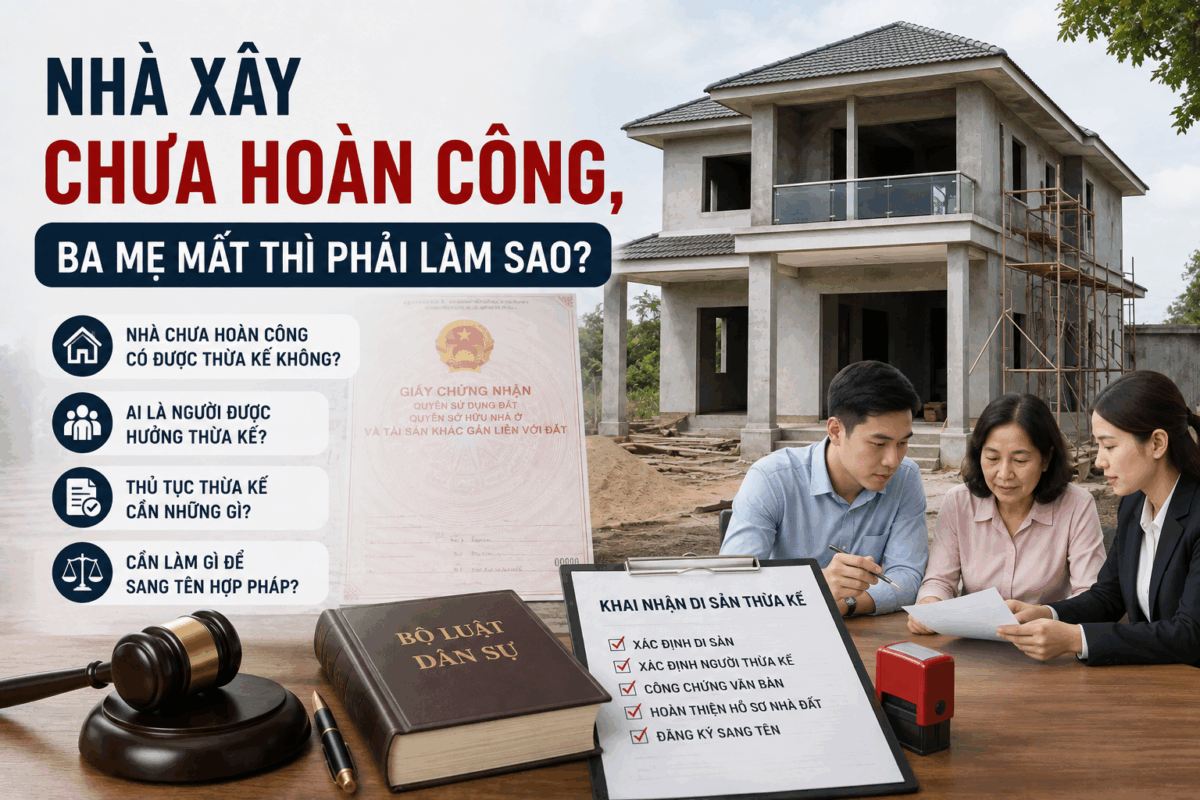 Nhà xây chưa hoàn công, ba mẹ mất thì phải làm sao?